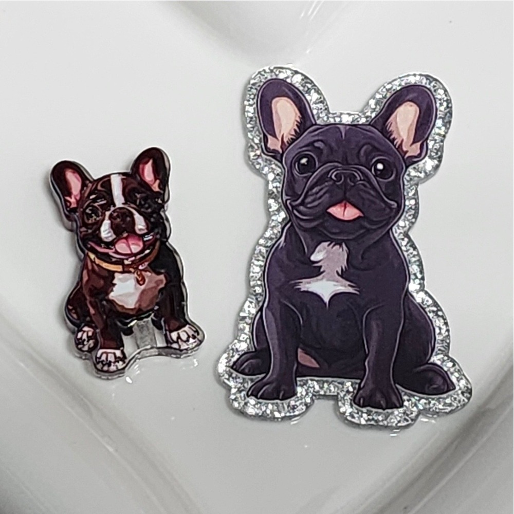 French Bulldog Dog Flatback Focal Bead Beaded Pen Badge Acrylic Flats Pets